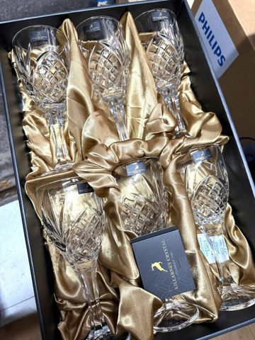 Set 6 Ly Pha Lê Cao Cấp Killarney 295ml - Thiết Kế Vintage Sang Trọng, Dùng Rượu Vang, Chịu Được Máy Rửa Chén