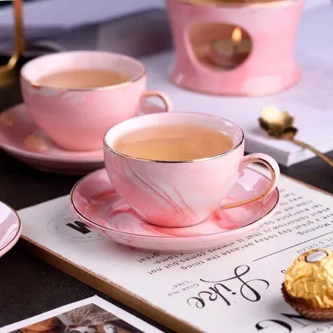 Bộ Ấm Chén Sứ Cao Cấp Màu Hồng Pastel Hoàng Gia - Sang Trọng và Tinh Tế cho Trải Nghiệm Trà Thưởng Thức