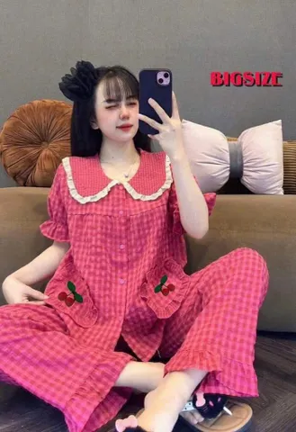 Bộ Đồ Ngủ Đũi Kẻ Tiểu Thư Dài Bigsize - Thời Trang Nữ Cao Cấp, Sang Trọng, Thoải Mái Cho Giấc Ngủ Ngon