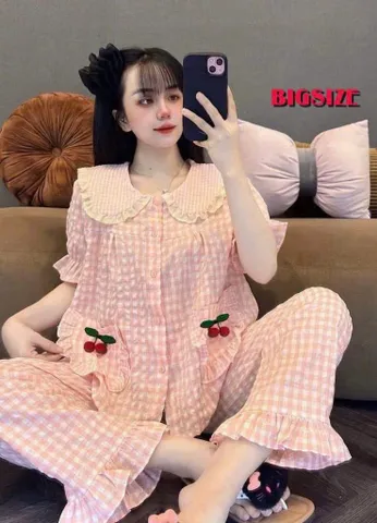 Bộ Đồ Ngủ Đũi Kẻ Tiểu Thư Dài Bigsize - Thời Trang Nữ Cao Cấp, Sang Trọng, Thoải Mái Cho Giấc Ngủ Ngon