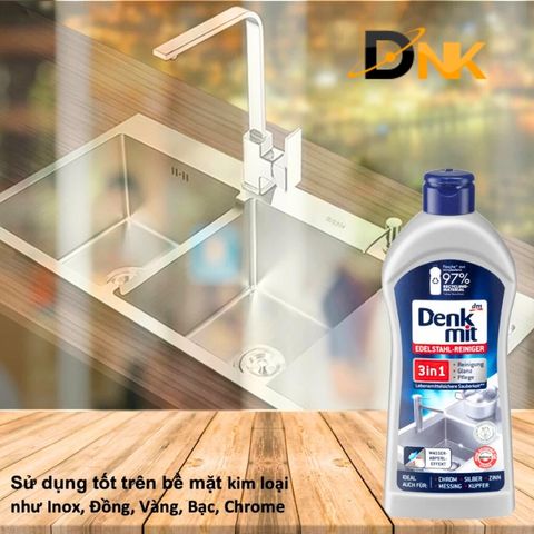 Dung Dịch Tẩy Rửa Inox 3in1 Denkmit - Nhập Khẩu Đức, Làm Sạch, Đánh Bóng & Bảo Vệ Bề Mặt Inox Cho Nhà Bếp Sáng Bóng 300ml