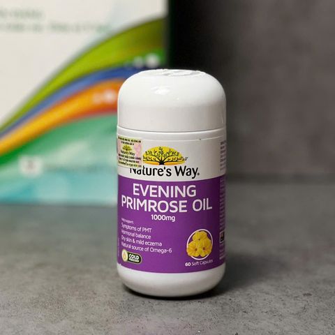 Viên Uống Hỗ Trợ Da Và Nội Tiết Nature’s Way Evening Primrose Oil 1000mg - Giảm Triệu Chứng PMS và Cải Thiện Sức Khỏe Da Hộp 60 Viên