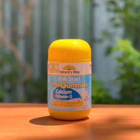 Kẹo canxi mềm nhai Nature's Way Vita Gummies Calcium + Vitamin D cho trẻ em (60 viên) - Hỗ trợ phát triển xương và răng chắc khỏe