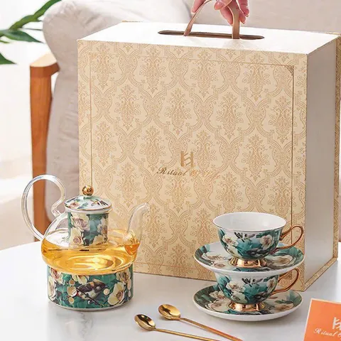 Bộ Ấm Chén Sứ Cao Cấp Họa Tiết Chim - Sang Trọng, An Toàn, Quà Tặng Lý Tưởng Dịp Lễ, Sinh Nhật