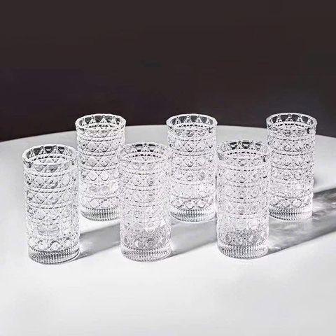 Set 6 Ly Shot 20ml Diamond Sang Trọng - Cốc Uống Rượu Thủy Tinh Cao Cấp Họa Tiết Kim Cương Độc Đáo