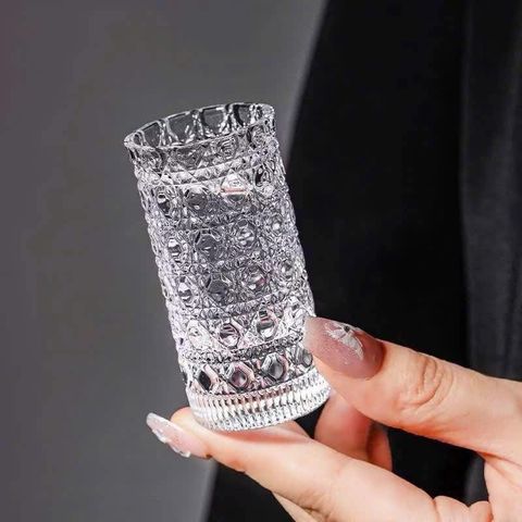 Set 6 Ly Shot 20ml Diamond Sang Trọng - Cốc Uống Rượu Thủy Tinh Cao Cấp Họa Tiết Kim Cương Độc Đáo