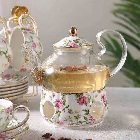 Bộ ấm trà sứ xương Hoàng Gia UK - Bộ trà cao cấp 1 ấm và 6 chén, đĩa, thìa, trang trí bàn tiệc sang trọng, quà tặng tinh tế