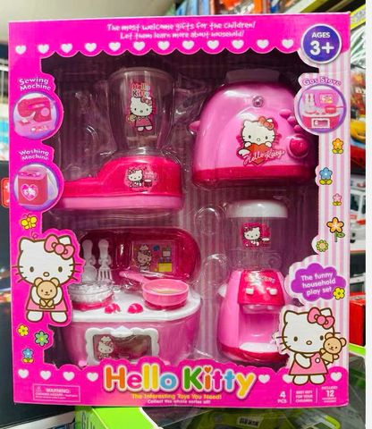 Bộ Đồ Chơi Nấu Ăn Hello Kitty YH858-1 - 4 Món Đồ Gia Dụng Có Hiệu Ứng Đèn Và Âm Thanh Dành Cho Trẻ Em