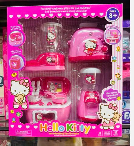 Bộ Đồ Chơi Nấu Ăn Hello Kitty YH858-1 - 4 Món Đồ Gia Dụng Có Hiệu Ứng Đèn Và Âm Thanh Dành Cho Trẻ Em