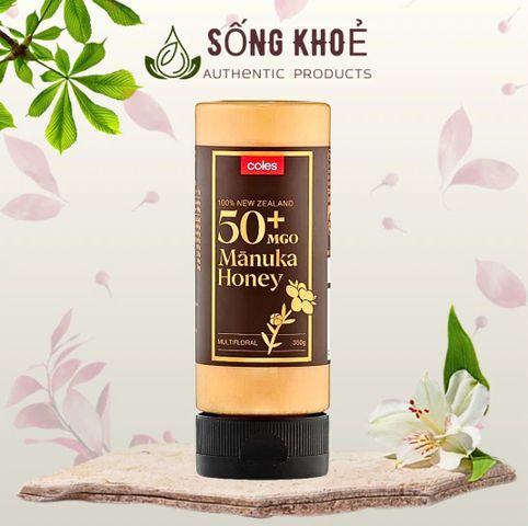 Mật Ong Manuka MGO 50+ Coles 350g - Mật Ong Nguyên Chất New Zealand, Hỗ Trợ Kháng Khuẩn, Giảm Ho, Chăm Sóc Da