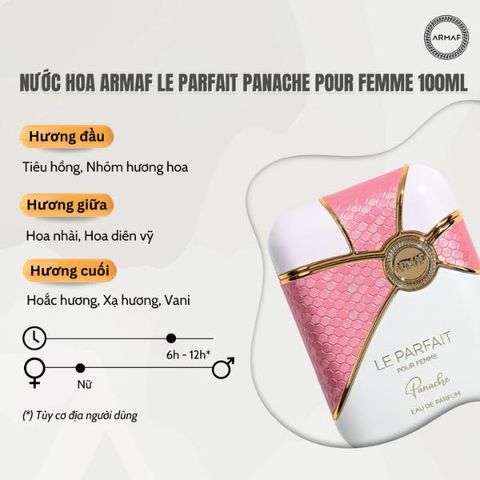 Nước hoa Armaf Le Parfait Pour Femme 100ml - Hương thơm quyến rũ, sang trọng, lưu hương lâu dành cho phái đẹp