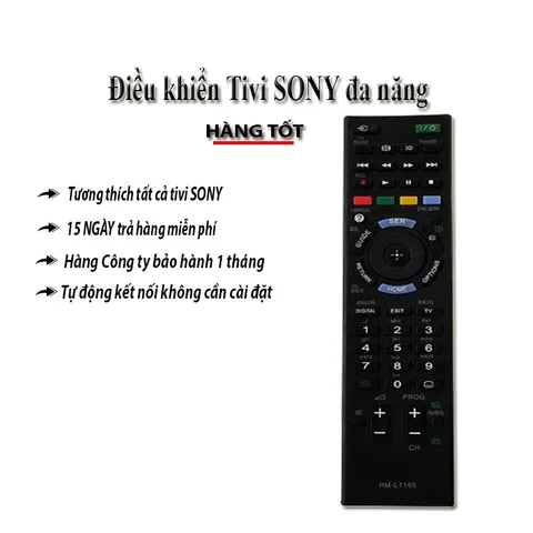 Điều Khiển Remote Tivi SONY RM-L1165 Thay Thế Đa Năng - Tương Thích Tivi LCD, LED, Smart - Pin AAA, Bảo Hành 1 Tháng