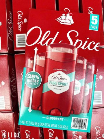 Lốc 5 Lăn Khử Mùi Old Spice Pure Sport 85g - Hương Thể Thao Nam Giới - Giải Quyết Mùi Hôi Hiệu Quả, Sản Phẩm Mỹ Phẩm Nam