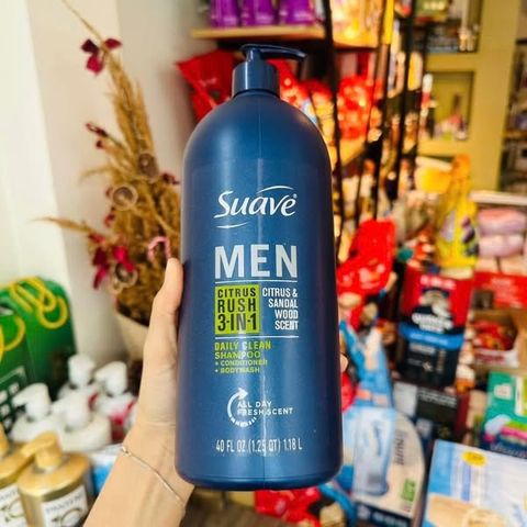 Tắm Gội Suave Men 3-in-1 Citrus 1.18L - Chăm Sóc Nam Giới Tiện Lợi, Dầu Gội, Sữa Tắm Mát Lành Từ Chanh