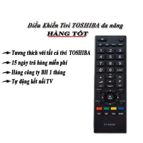 Điều khiển Remote Tivi TOSHIBA CT90336 - Đa năng, tương thích tất cả tivi TOSHIBA, chất lượng cao, sử dụng dễ dàng, khoảng cách điều khiển 10m