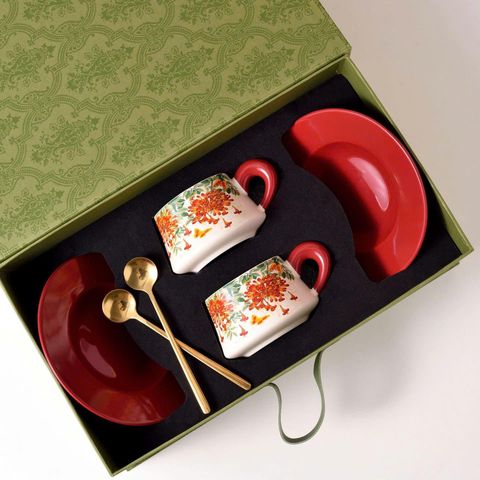 Bộ 2 Tách Trà Cao Cấp Sứ Vintage - Đồ Uống Sang Trọng Kèm Đĩa, Hoạ Tiết Tinh Tế, Phù Hợp Mọi Không Gian Nội Thất