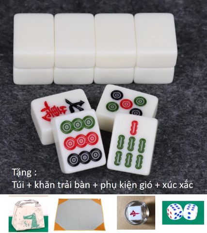 Bộ Cờ Mạt Chược Bạch Ngọc Size Trung - 30mm, 144 Quân, Chất Liệu Nhựa Melamine, Trò Chơi Giải Trí Thú Vị