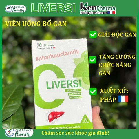 Viên Bổ Gan LIVERSI - Hỗ Trợ Giải Độc Gan, Hạ Men Gan Hiệu Quả Nhập Khẩu Từ Pháp, Tăng Cường Chức Năng Gan, Giảm Nguy Cơ Tổn Thương Gan