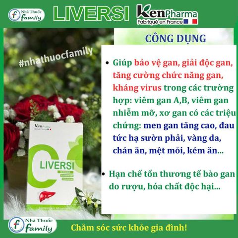 Viên Bổ Gan LIVERSI - Hỗ Trợ Giải Độc Gan, Hạ Men Gan Hiệu Quả Nhập Khẩu Từ Pháp, Tăng Cường Chức Năng Gan, Giảm Nguy Cơ Tổn Thương Gan