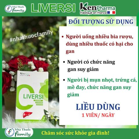 Viên Bổ Gan LIVERSI - Hỗ Trợ Giải Độc Gan, Hạ Men Gan Hiệu Quả Nhập Khẩu Từ Pháp, Tăng Cường Chức Năng Gan, Giảm Nguy Cơ Tổn Thương Gan