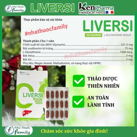 Viên Bổ Gan LIVERSI - Hỗ Trợ Giải Độc Gan, Hạ Men Gan Hiệu Quả Nhập Khẩu Từ Pháp, Tăng Cường Chức Năng Gan, Giảm Nguy Cơ Tổn Thương Gan