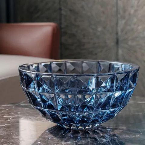 Tô Kim Cương Xanh Dương 28cm Bohemia - Pha Lê Cao Cấp Sang Trọng, Chống Trầy Xước, Không Gỉ, An Toàn Máy Rửa Chén