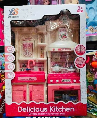 Bộ tủ bếp 2 ngăn có đèn và âm thanh cho bé chơi đồ hàng 322-32 520-13 chọn ngẫu nhiên - kitchen Toy