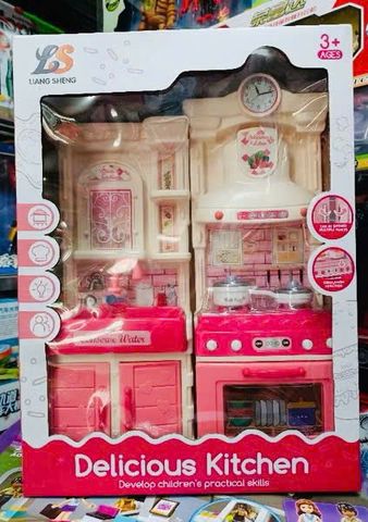 Bộ tủ bếp 2 ngăn có đèn và âm thanh cho bé chơi đồ hàng 322-32 520-13 chọn ngẫu nhiên - kitchen Toy