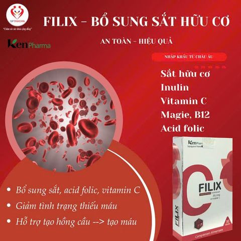 Viên Uống Bổ Sung Sắt & Acid Folic FILIX Nhập Khẩu Pháp - Hỗ Trợ Thiếu Máu, Dinh Dưỡng Cho Phụ Nữ Mang Thai