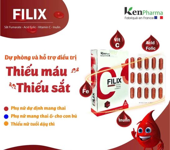 Viên Uống Bổ Sung Sắt & Acid Folic FILIX Nhập Khẩu Pháp - Hỗ Trợ Thiếu Máu, Dinh Dưỡng Cho Phụ Nữ Mang Thai
