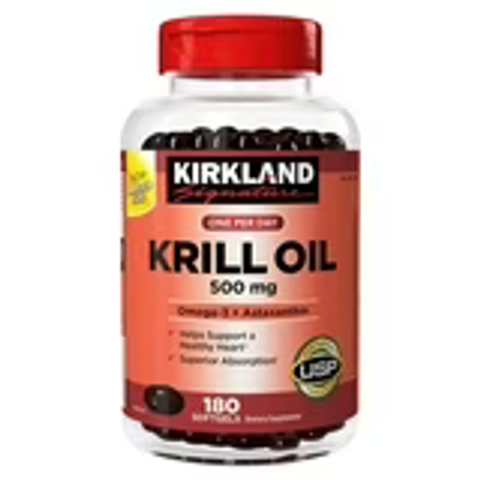 Dầu Nhuyễn Thể Kirkland Krill Oil 500mg - 180 Viên Hỗ Trợ Tim Mạch, Trí Não - Bổ Sung Omega-3 Tự Nhiên - Sản Phẩm Mỹ