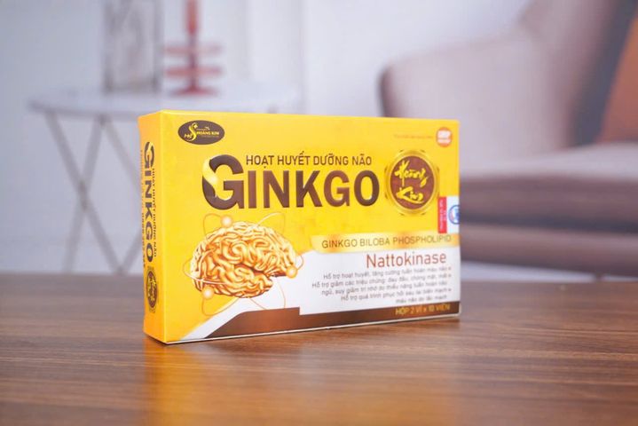 Viên uống Hoạt Huyết Dưỡng Não Ginkgo Hoàng Kim - Hỗ trợ giấc ngủ, giảm chóng mặt, cải thiện tuần hoàn máu não, hộp 20 viên