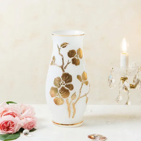Lọ Hoa Sứ Cao Cấp - Thiết Kế Sang Trọng Mạ Vàng Họa Tiết Hoa Hồng cho Không Gian Sống Đẳng Cấp và Tinh Tế