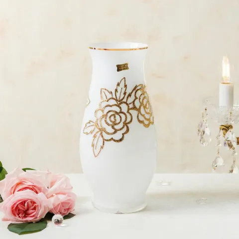 Lọ Hoa Sứ Cao Cấp - Thiết Kế Sang Trọng Mạ Vàng Họa Tiết Hoa Hồng cho Không Gian Sống Đẳng Cấp và Tinh Tế