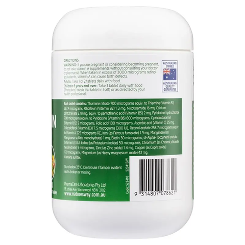 Viên uống vitamin tổng hợp Nature’s Way Daily Multivitamin 200 viên - Bổ sung vitamin & khoáng chất thiết yếu từ Úc, hỗ trợ sức khỏe tổng thể.