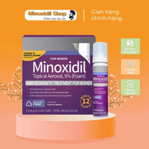 Xịt Mọc Tóc Dành Cho Nữ - Mino 5% Foam Hair Regrowth Treatment For Women