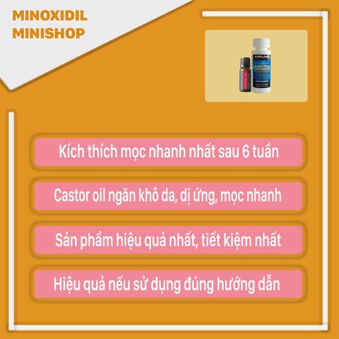 Dung Dịch Mọc Lông Mày Nam Combo Mino 5% Lỏng, Castor Oil
