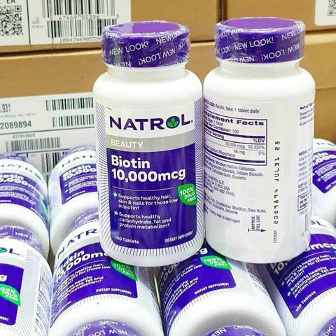 Viên Uống Biotin Natrol 100 Viên - Hỗ Trợ Tóc Khỏe Đẹp, Ngăn Rụng Tóc, Giúp Tóc Dày, Dài và Chắc Khỏe