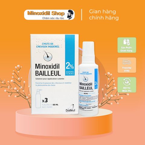 Xịt Mọc Tóc Bailleul 2% - Giúp Tóc Dày Hơn, Ngăn Rụng Tóc - Sản Phẩm Chăm Sóc Tóc Hiệu Quả từ Pháp