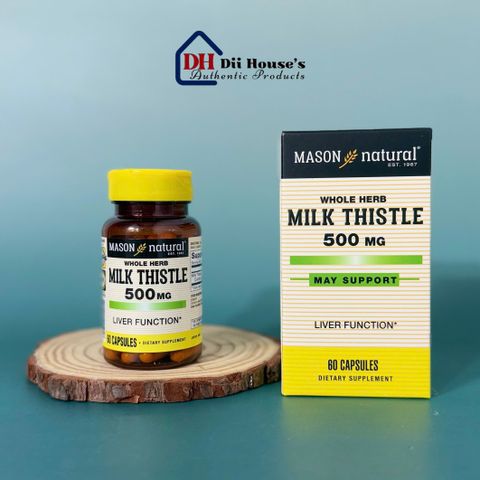 Viên Uống Bổ Gan Mason Natural Milk Thistle 500mg - Giải Độc Gan, Bảo Vệ Gan, Tốt Cho Người Trưởng Thành - 60 Viên