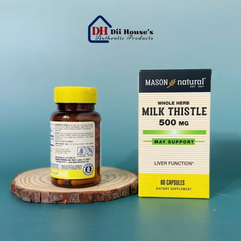 Viên Uống Bổ Gan Mason Natural Milk Thistle 500mg - Giải Độc Gan, Bảo Vệ Gan, Tốt Cho Người Trưởng Thành - 60 Viên