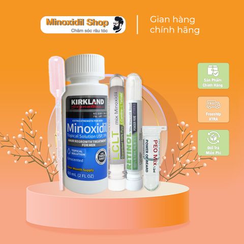 Combo Mọc Râu Tóc Nhanh Minoxidil 5% Dạng Lỏng + LCLT + Retinol + Peo 1,2ml - Bộ Chăm Sóc Da Mặt Mỹ Phẩm Chất Lượng