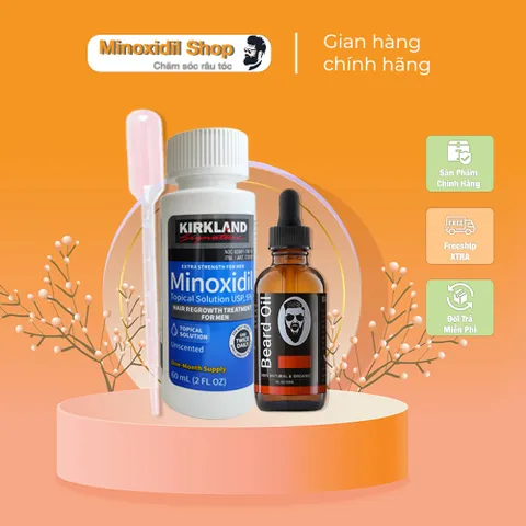Combo Minoxidil 5% Mọc Râu và Dầu Dưỡng Râu Beard Oil 10ml - Tăng Cường Sinh Trưởng Râu Tóc, Duy Trì Độ Ẩm Tự Nhiên