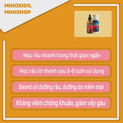 Combo Minoxidil 5% Mọc Râu và Dầu Dưỡng Râu Beard Oil 10ml - Tăng Cường Sinh Trưởng Râu Tóc, Duy Trì Độ Ẩm Tự Nhiên