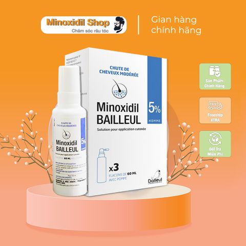 Xịt Mọc Tóc Minoxidil 5% Bailleul Pháp - Tinh Chất Mọc Tóc Hiệu Quả, Hỗ Trợ Liệu Trình Chăm Sóc Tóc, Dung Dịch Chất Lượng Cao