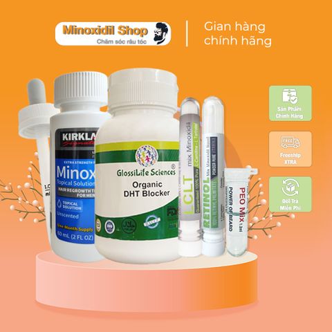 Dung Dịch Mọc Tóc Combo Nâng Cao - Minoxidil 5% + DHT Blocker Ấn Độ, LCLT, Retinol, Peo Mix Tăng Cường Tóc Mọc