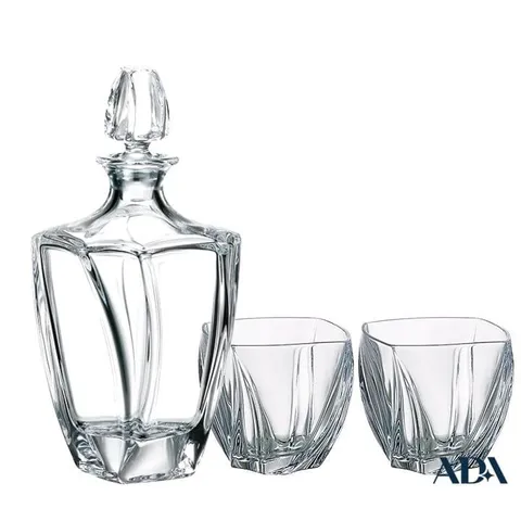 Bộ bình rượu Neptune Crystal Bohemia - Bình thủy tinh cao cấp với 6 ly, sang trọng cho tiệc tùng và thưởng thức rượu, xuất xứ CH Czech