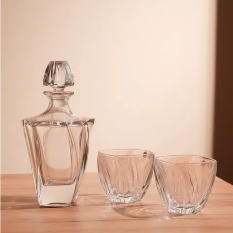 Bộ bình rượu Neptune Crystal Bohemia - Bình thủy tinh cao cấp với 6 ly, sang trọng cho tiệc tùng và thưởng thức rượu, xuất xứ CH Czech