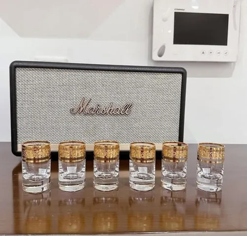 Bộ 6 Cốc Pha Lê Mạ Vàng Bohemia Versace Sang Trọng 45ml - Dụng Cụ Uống Rượu Cao Cấp, Thủy Tinh Chống Nhiệt, An Toàn Kháng Axit