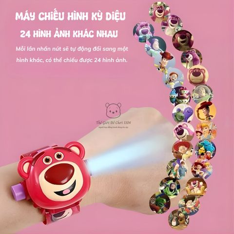 Đồng Hồ Đeo Tay Hoạt Hình Sarino/Disney - Chiếu 24 Hình Ảnh Độc Đáo, Hiển Thị Ngày Giờ, Dây Mềm Mại, Quà Tặng Cho Bé